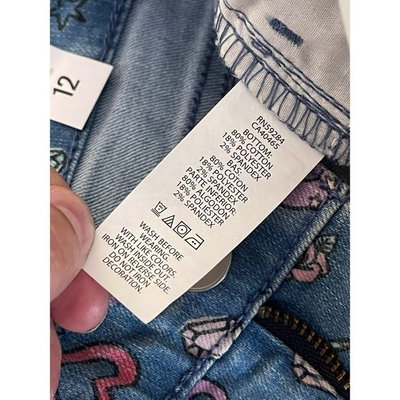 Place Girls Medium Wash Colorful Unicorn Graffiti Print Denim Jean Shorts - Picture 9 of 9